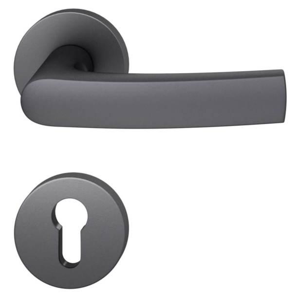 FSB Door handle with euro profile escutcheon - Black aluminum - Johannes Potente - Model 1015