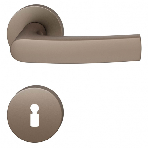 FSB Door handle with escutcheon - Medium bronze brushed aluminium - Johannes Potente - Model 1015