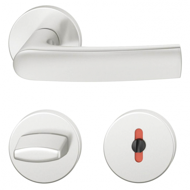 FSB Door handle with privacy lock - Brushed aluminium - DIN cc38 - Johannes Potente - Model 1015