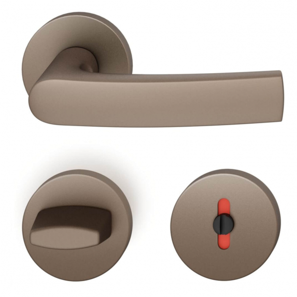 FSB Door handle with privacy lock - Medium bronze - DIN cc38 - Johannes Potente - Model 1015