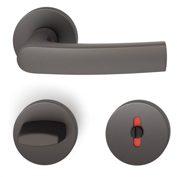 FSB Door handle with privacy lock - Dark bronze - DIN cc38 - Johannes Potente - Model 1015
