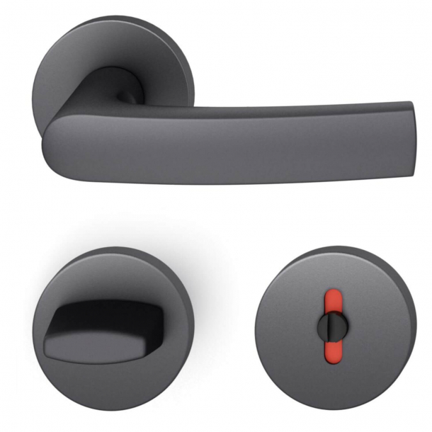 FSB Door handle with privacy lock - Black aluminium - DIN cc38 - Johannes Potente - Model 1015
