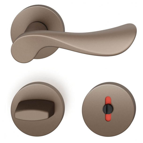 FSB Door handle with privacy lock - Medium bronze - DIN cc38 - Johannes Potente - Model 1020