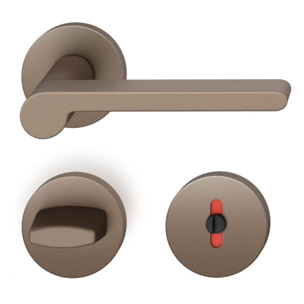 FSB Door handle with privacy lock - Medium bronze - DIN cc38 - FSB Workshop - Model 1021