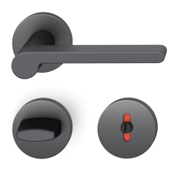 FSB Door handle with privacy lock - Black aluminium - DIN cc38 - FSB Workshop - Model 1021