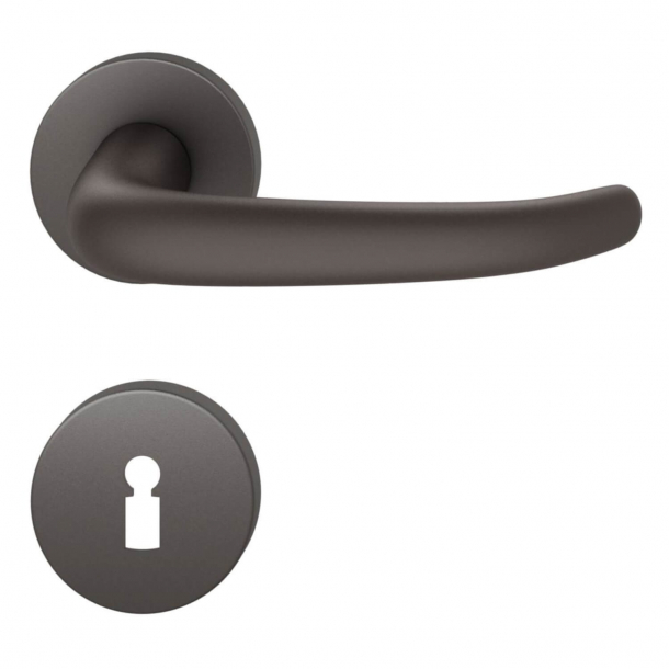 Door handle with escutcheon - Dark bronze brushed aluminium - Johannes Potente - Model 1023