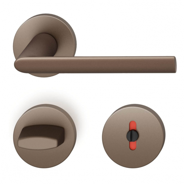 FSB Door handle with privacy lock - Medium bronze - DIN cc38 - FSB Workshop - Model 1025