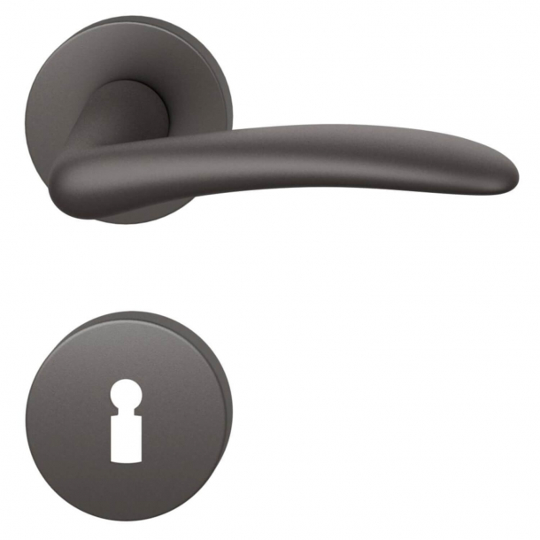 D&ouml;rrhandtag med nyckelskylt - FSB - M&ouml;rkt brons borstat aluminium - Johannes Potente - modell 1027