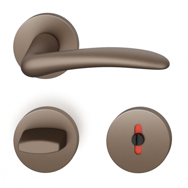 FSB Door handle with privacy lock - Medium bronze - Johannes Potente - Model 1027