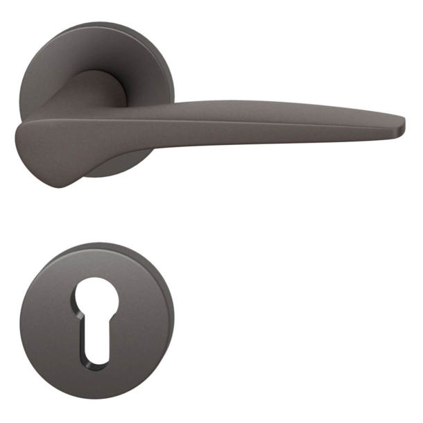FSB Door handle with euro profile escutcheon  - Dark bronze - Johannes Potente - Model 1051