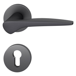 FSB Door handle with europrofile escutcheon - Black aluminium - Johannes Potente - Model 1051