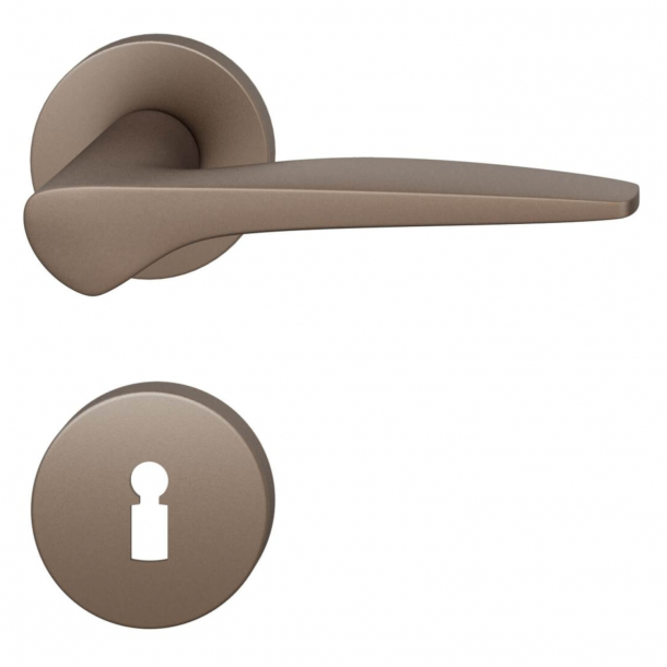 FSB Door handle with escutcheon - Medium bronze brushed aluminium - Johannes Potente - Model 1051