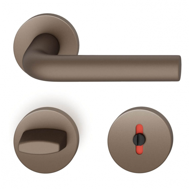 FSB Door handle with privacy lock - Medium bronze - DIN cc38 - FSB Workshop - Model 1075