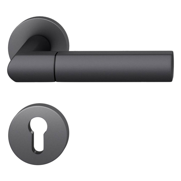 FSB Door handle with europrofile escutcheon - Black aluminium - Christoph Ingenhoven