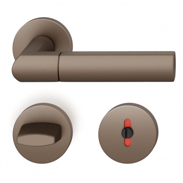 FSB Door handle with privacy lock - Medium bronze - DIN cc38 - Christoph Ingenhoven - Model 1078