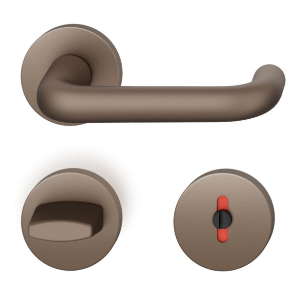 FSB Door handle with privacy lock - Medium bronze - DIN cc38 - Johannes Potente - Model 1080