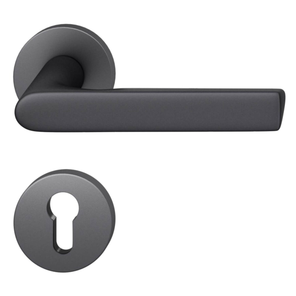 Door handle with euro profile escutcheon - Black aluminium - Helmut Jahn - Model 1093