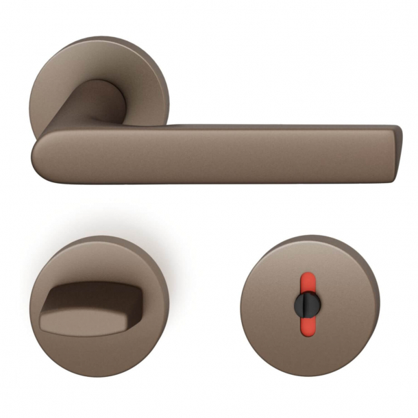 FSB Door handle with privacy lock - Medium bronze - DIN cc38 - Helmut Jahn - Model 1093