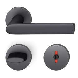 FSB Door handle with privacy lock - Black aluminium - DIN cc38 - Helmut Jahn - Model 1093