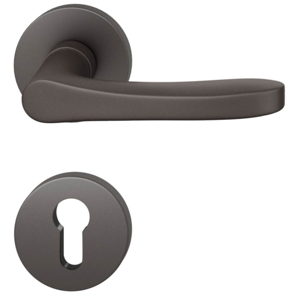 Door handle with europrofile escutcheon - Dark bronze brushed aluminium - FSB Workshop - Model 1106
