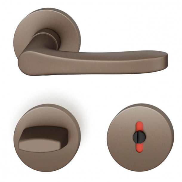 FSB Door handle with privacy lock - Medium bronze - DIN cc38 - FSB Workshop - Model 1106