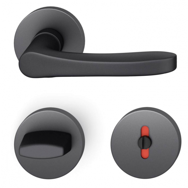 FSB Door handle with privacy lock - Black aluminium - DIN cc38 - FSB Workshop - Model 1106