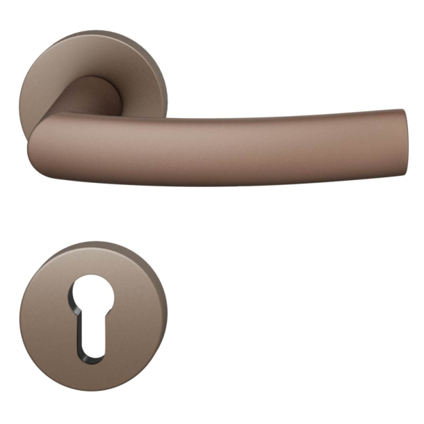 Door handle with europrofile escutcheon - Medium bronze - Hartmut Weise - Model 1107