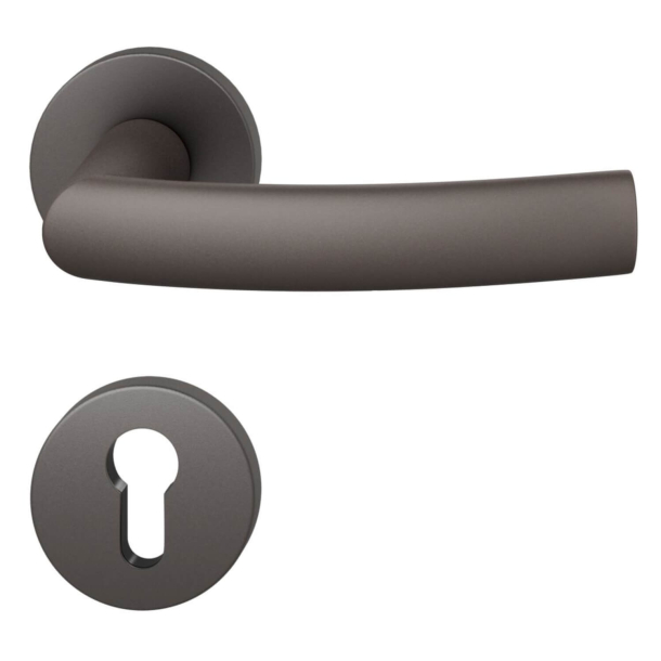 FSB Door handle with euro profile escutcheon - Dark bronze - Hartmut Weise - Model 1107