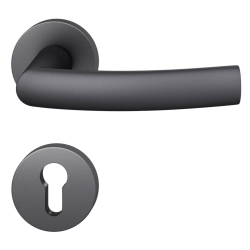 Door handle with euro profile escutcheon - Black aluminium - Hartmut Weise - Model 1107