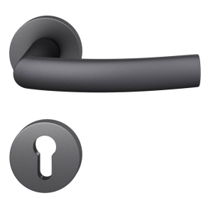 Door handle with euro profile escutcheon - Black aluminium - Hartmut Weise - Model 1107