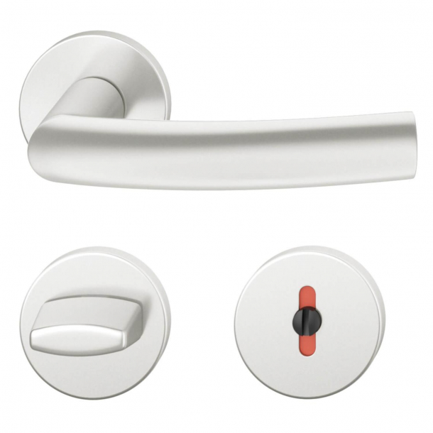 FSB Door handle with privacy lock - Brushed aluminium - DIN cc38 - Hartmut Weise - Model 1107
