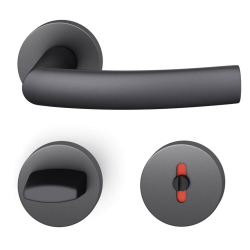 FSB Door handle with privacy lock - Black aluminium - DIN cc38 - Hartmut Weise - Model 1107