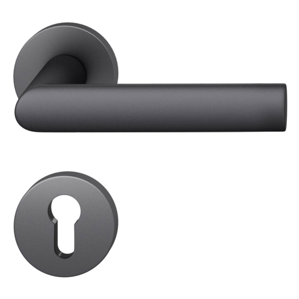 Door handle with euro profile escutcheon - Black aluminium - Hartmut Weise - Model 1108