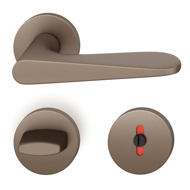 FSB Door handle with privacy lock - Medium bronze - DIN cc38 - Jasper Morrison - Model 1144