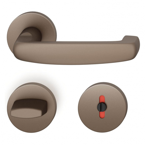 FSB Door handle with privacy lock - Medium bronze - DIN cc38 - Ortner &amp; Ortner - Model 1159