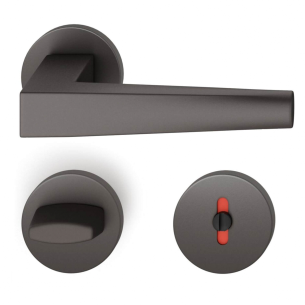 FSB Door handle with privacy lock - Dark bronze - DIN cc38 - RDAI - Model 1241