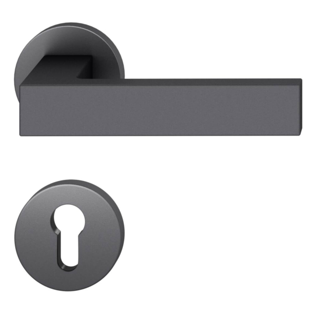 FSB Door handle with euro profile escutcheon - Black aluminum - Hartmut Weise - Model 1251