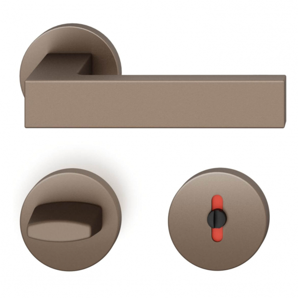 FSB Door handle with privacy lock - Medium bronze - DIN cc38 - Hartmut Weise - Model 1251