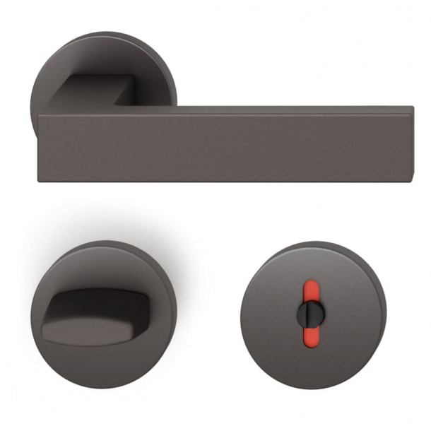 FSB Door handle with privacy lock - Dark bronze - DIN cc38 - Hartmut Weise - Model 1251