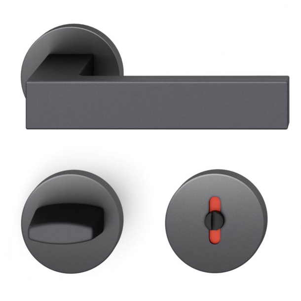 FSB Door handle with privacy lock - Black aluminium - DIN cc38 - Hartmut Weise - Model 1251