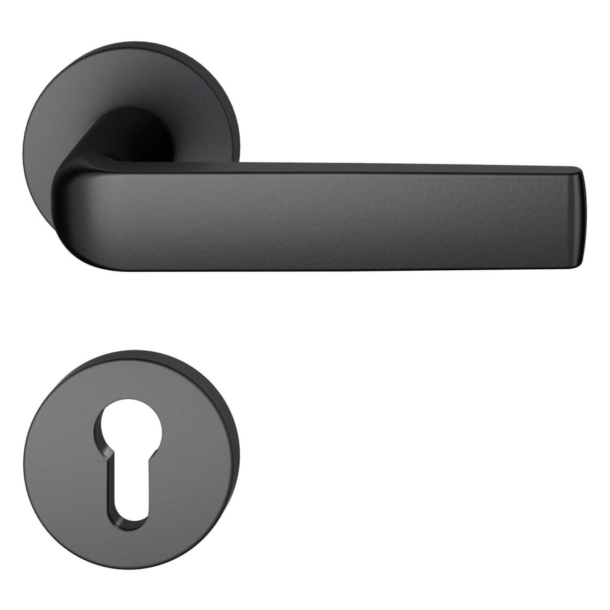 FSB Door handle with europrofile escutcheon - Black aluminum - Mies van der Rohe - Model 1267