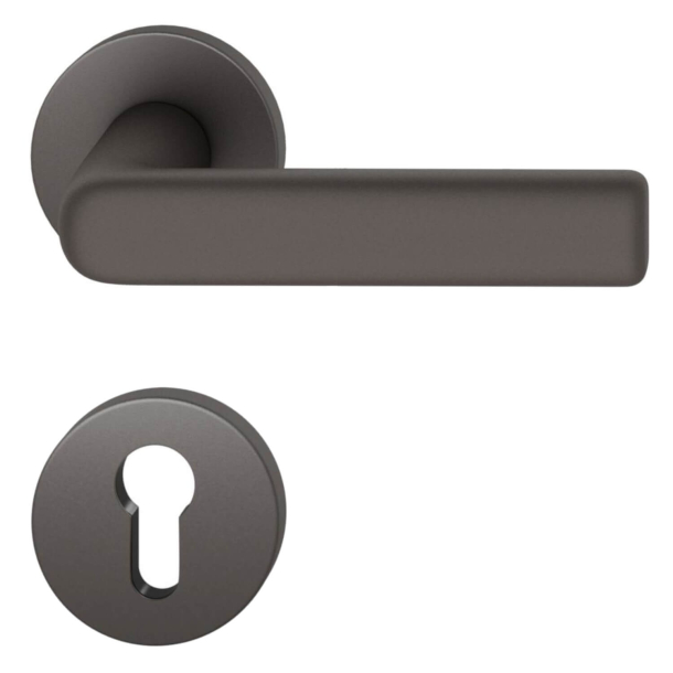 Door handle with euro profile escutcheon - Dark bronze - Hans Poelzig - Model 1012