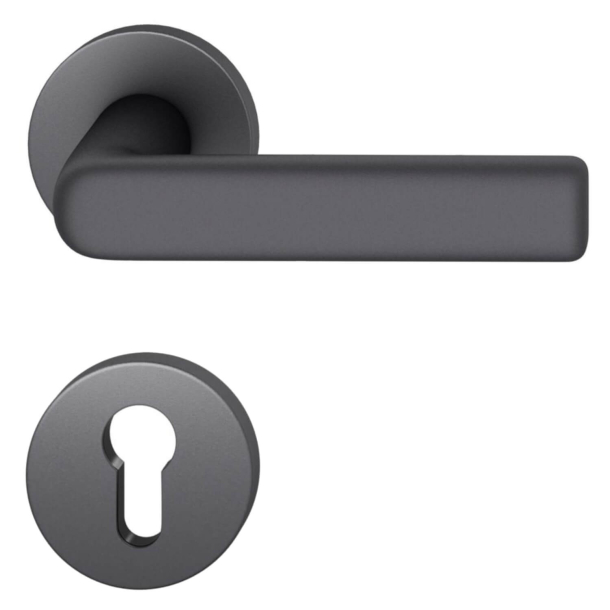 Door handle with euro profile escutcheon - Black aluminium - Hans Poelzig - Model 1012