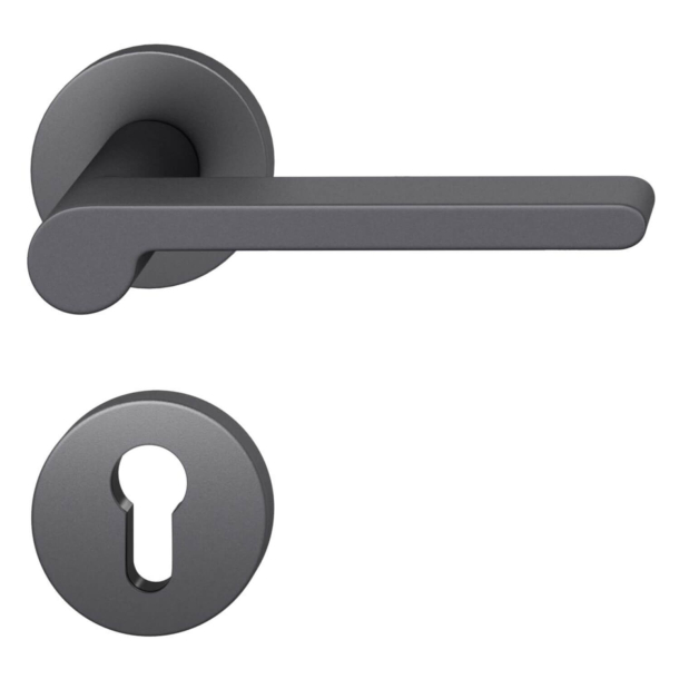 FSB Door handle with euro profile escutcheon - Black aluminium - FSB Workshop - Model 1021