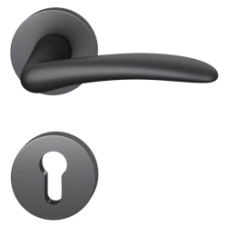 FSB Door handle with euro profile escutcheon - Black aluminum - Johannes Potente - Model 1027