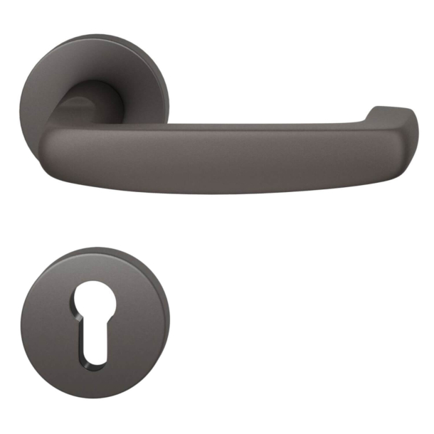 FSB Door handle with euro profile escutcheon - Dark bronze - Ortner &amp; Ortner - Model 1159