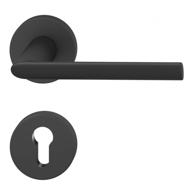 FSB Door handle with euro profile escutcheon - Black aluminum - FSB Workshop - Model 1025