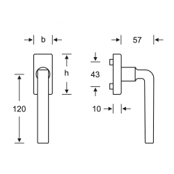 Klamka do okna - Aluminium szczotkowane - Projekt David Chipperfield - Model 1004