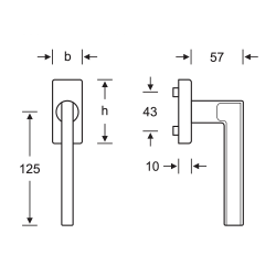 Altandrrshandtag / Fnsterhandtag - Borstad aluminium - Design av FSB - Model 1035