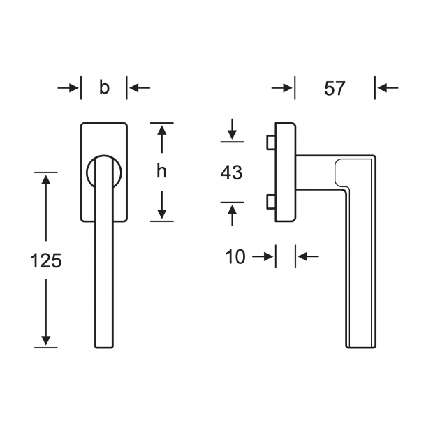 Altandrrshandtag / Fnsterhandtag - Borstad aluminium - Design av FSB - Model 1035